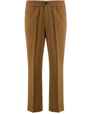 Ami Paris Elasticated-Waist Wool Trousers - Natural