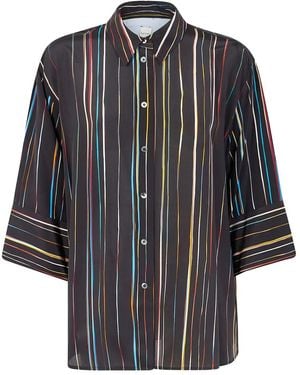 Paul Smith シグネチャーストライプ シルクシャツ - グレー