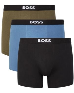 BOSS Logo-Waistband Boxer Briefs (Set Of Three) - Blue