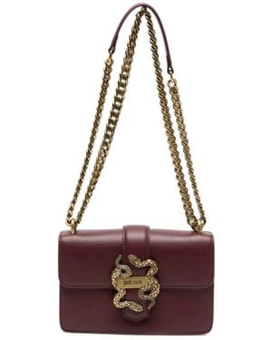 Just Cavalli Snake-Plaque Chain-Strap Shoulder Bag - Purple