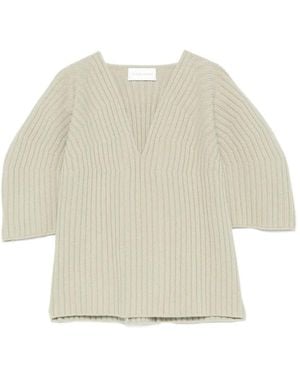 Christian Wijnants Ribbed-Knit V-Neck Jumper - Natural