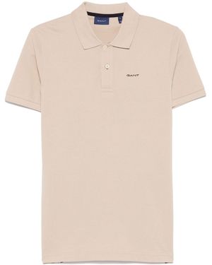 GANT Embroidered-Logo Polo Shirt - Natural