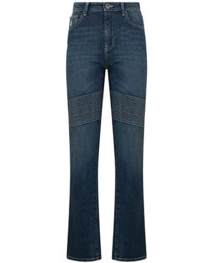Moorer Biker-Style Five-Pocket Jeans - Blue