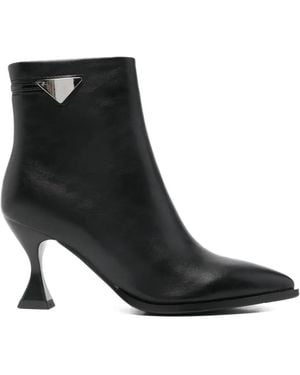 Exe' Triangle-Logo Leather Boots - Black