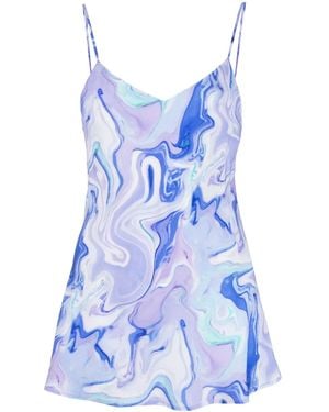 BCBGMAXAZRIA Marbled-Pattern Sleeveless Top - Blue