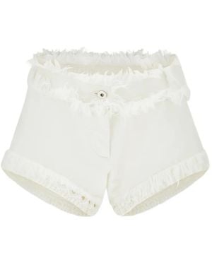Ferragamo Pantalones Vaqueros Cortos Con Detalle Deshilachado - Blanco