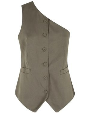 FEDERICA TOSI Buttoedn One-Shoulder Gilet - Grey