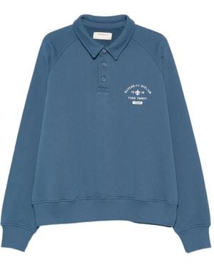 RETERNITY Button Graphic Polo Sweatshirt - Blue