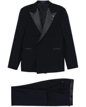 Tagliatore Double-Breasted Peak-Lapel Suit - Blue