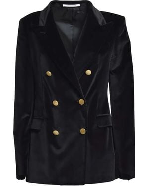 Tagliatore Double-Breasted Velvet Blazer - Black