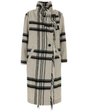 Isabel Marant Gihan Checked Fringed Coat - Gray