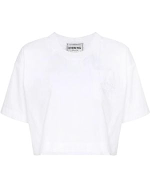 Iceberg Cropped Cotton T-Shirt - White
