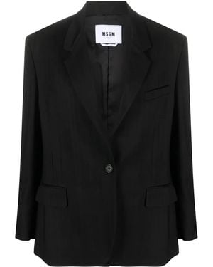 MSGM Notched-Lapels Single-Breasted Blazer - Black