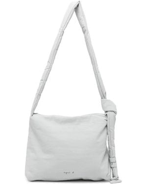 agnès b. Logo-Print Shoulder Bag - White