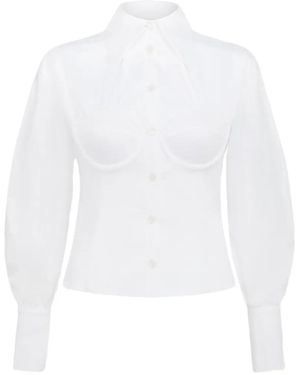 Violante Nessi Bellezza Corset Puffed-Sleeve Shirt - White