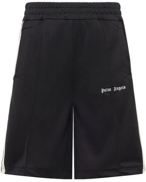 Palm Angels Logo-Embroidered Side-Stripe Shorts - Black