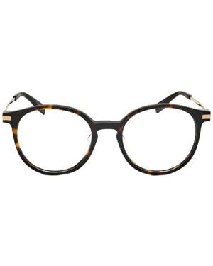 Trussardi Tortoiseshell-Effect Round-Frame Glasses - Black