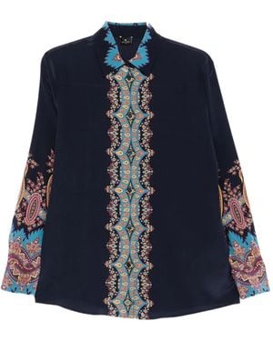 Etro ペイズリー シルクシャツ - ブルー