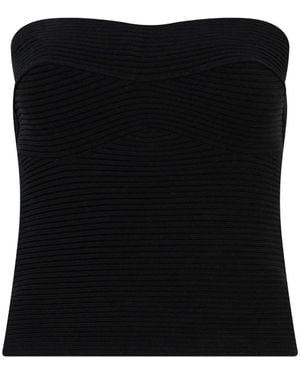 Alberta Ferretti Ribbed-Knit Tube Top - Black