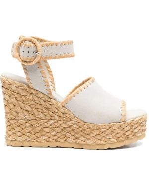 Paloma Barceló Cindy Wedge-Sandalen aus Stroh - Natur