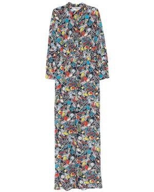 Fiorucci Graphic-Print Long-Sleeve Maxi Dress - Blue