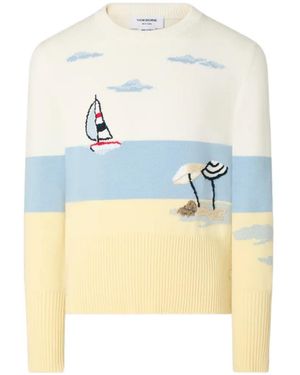 Thom Browne Jersey Nantucket En Intarsia - Azul