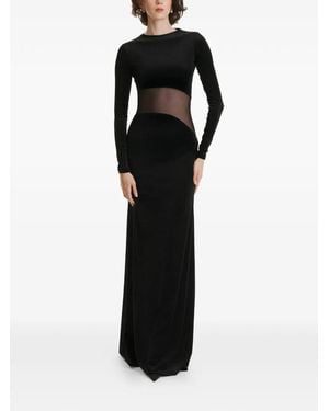 2310 STUDIO Long-Sleeves Velvet Maxi Dress - Black
