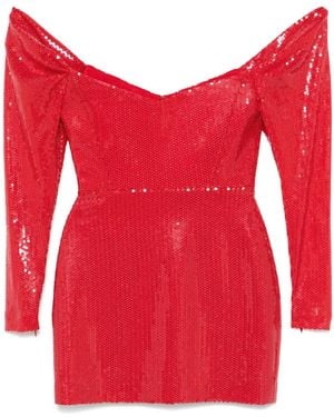 Alex Perry Off-Shoulder Draped Mini Dress - Red