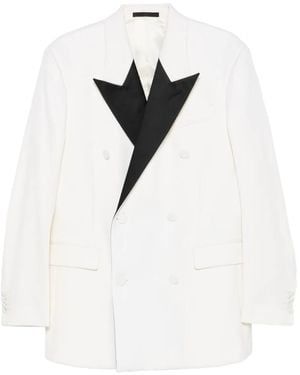 Lanvin Double-Breasted Peak-Lapel Blazer - White