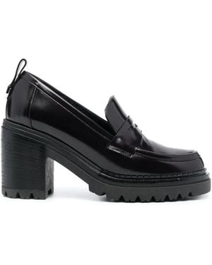 Sergio Rossi Joan 90Mm Leather Loafers - Black