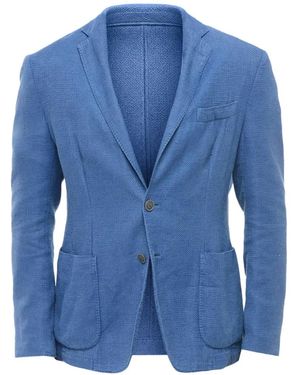 Corneliani Notched-Lapel Single-Breasted Blazer - Blue