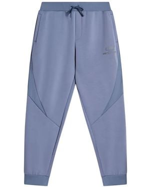Guess Logo-Print Cuffed Track Pants - Blue