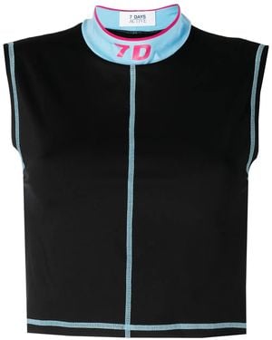 7 DAYS ACTIVE Logo-Print Sleeveless Top - Black