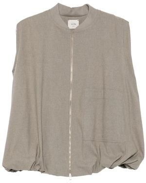 Alysi Zip-Up Bubble-Hem Gilet - Grey