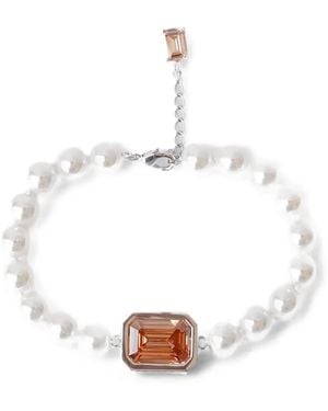 Izabel Display Bracelet À Perles Serti De Cristaux - Blanc