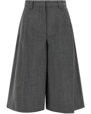 Thelatest Dakota Pleated Bermuda Shorts - Grey