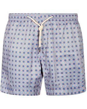 Peninsula La Maddalena Geometric-Print Drawstring-Fastening Swim Shorts - Blue