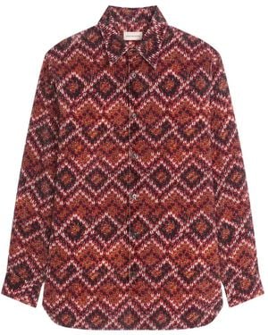 Dries Van Noten Printed Corduroy Shirt - Red