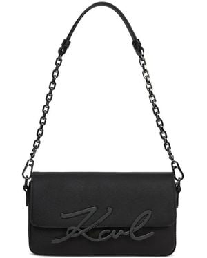 KARL LAGERFELD Small K/Signature Chain Shoulder Bag - Black