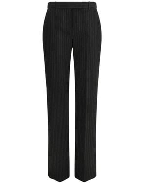 McQueen Pinstripe-Print Tailored Trousers - Black
