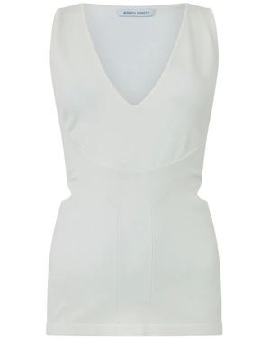 Alberta Ferretti Cut-Out V-Neck Tank Top - White