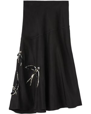 Jil Sander Sequin-Embroidered Asymmetric Flared Midi Skirt - Black