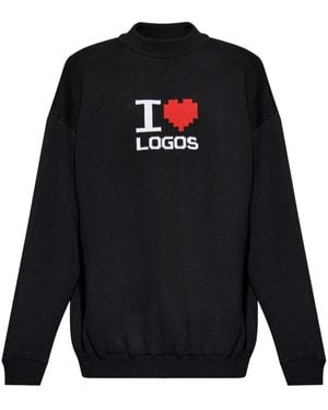 Vetements Slogan-Intarsia Sweater - Blue