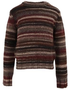 Kangra Horizontal-Stripe Crew-Neck Jumper - Brown