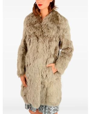 Maison Margiela Shearling-Collar Coat - Natural