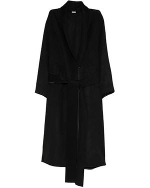 YEAREAST Belted Shawl-Lapel Coat - Black