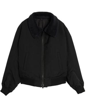 Yohji Yamamoto Fleece-collar zip-front jacket - Negro