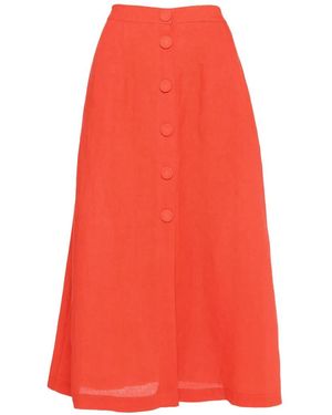 Eres Falda Midi Con Botones - Rojo