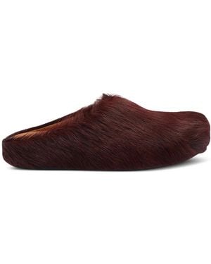 Marni Fussbett Calf-Hair Slip-On Mules - Brown