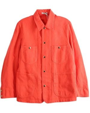AURALEE Button-Down Patch-Pocket Jacket - Red
